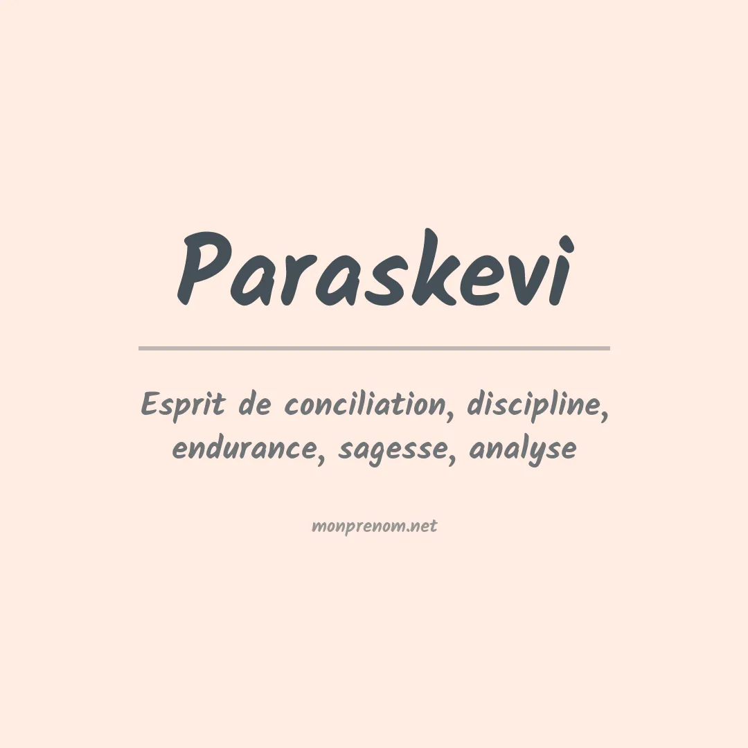 Signification du prénom Paraskevi