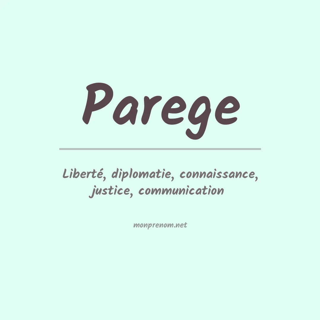 Signification du prénom Parege