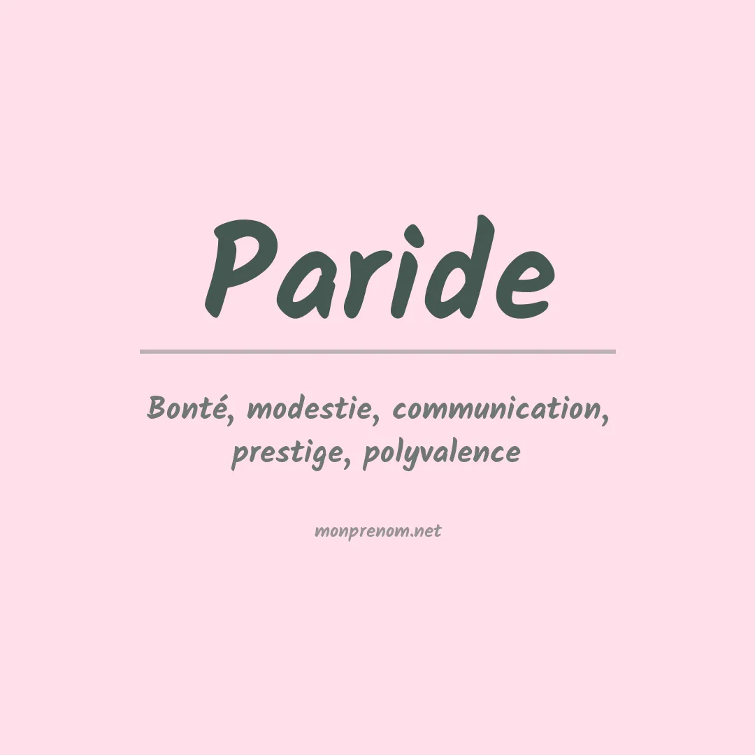 Signification du prénom Paride