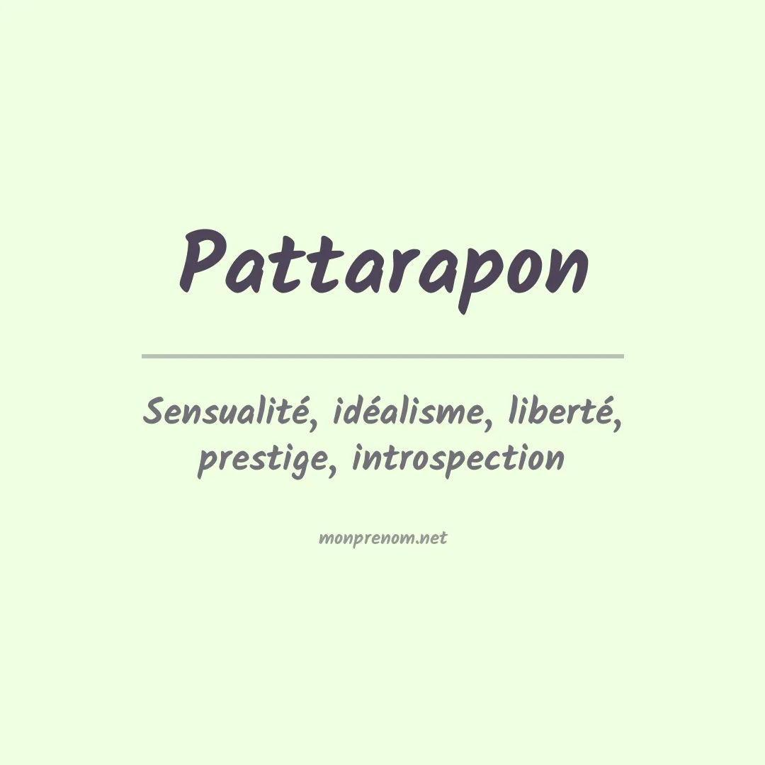 Signification du prénom Pattarapon