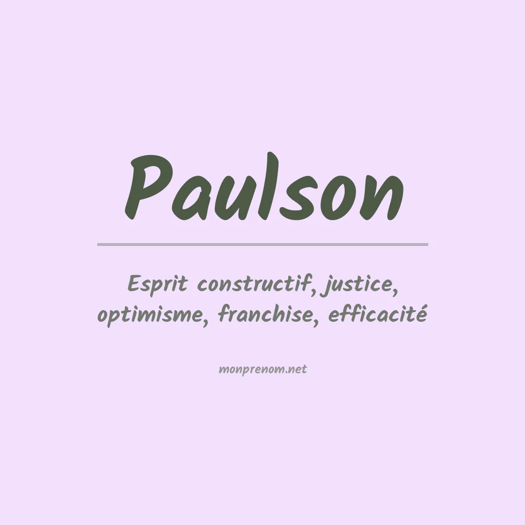 Signification du prénom Paulson