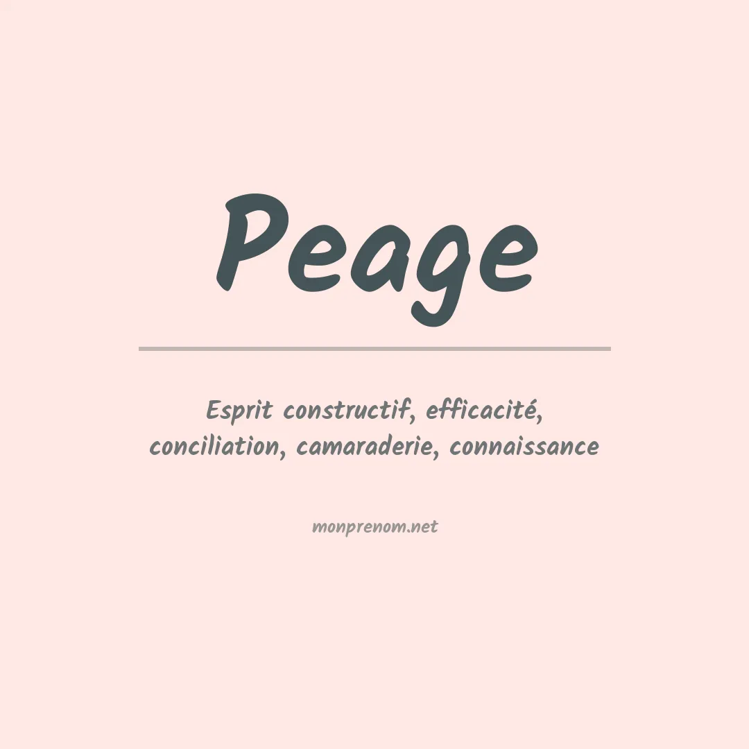 Signification du prénom Peage