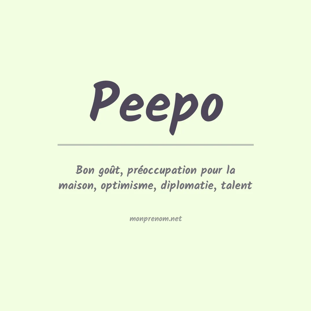 Signification du prénom Peepo
