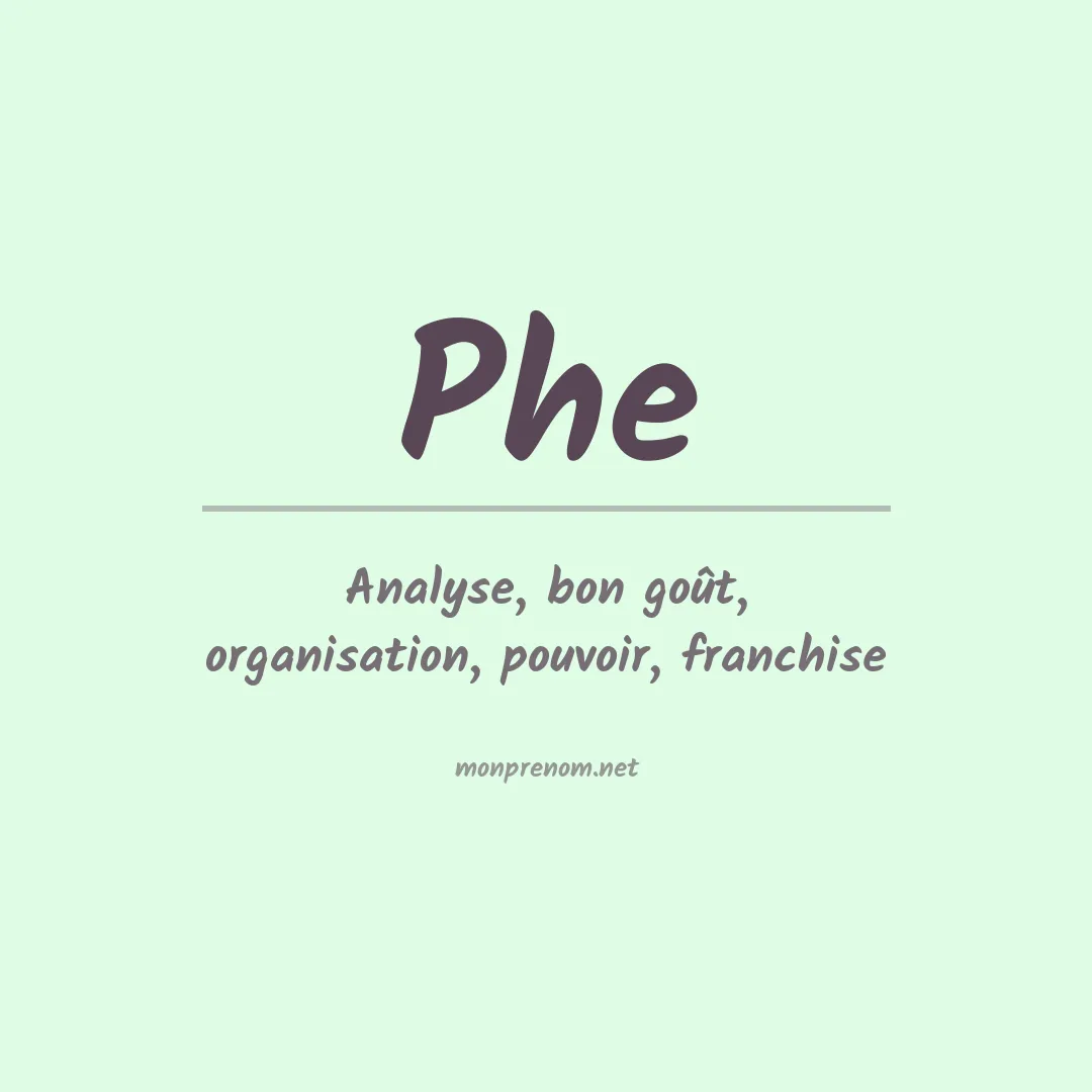 Signification du prénom Phe