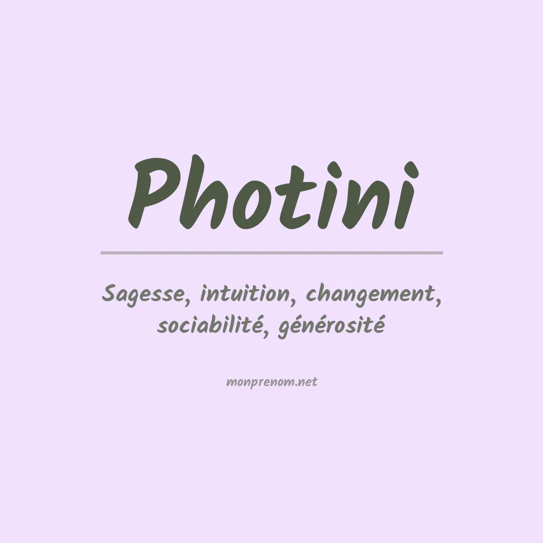 Signification du prénom Photini