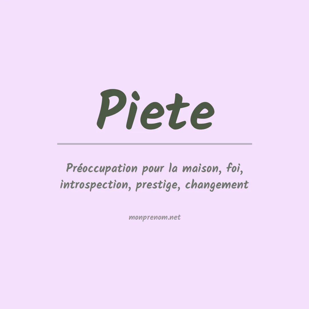 Signification du prénom Piete