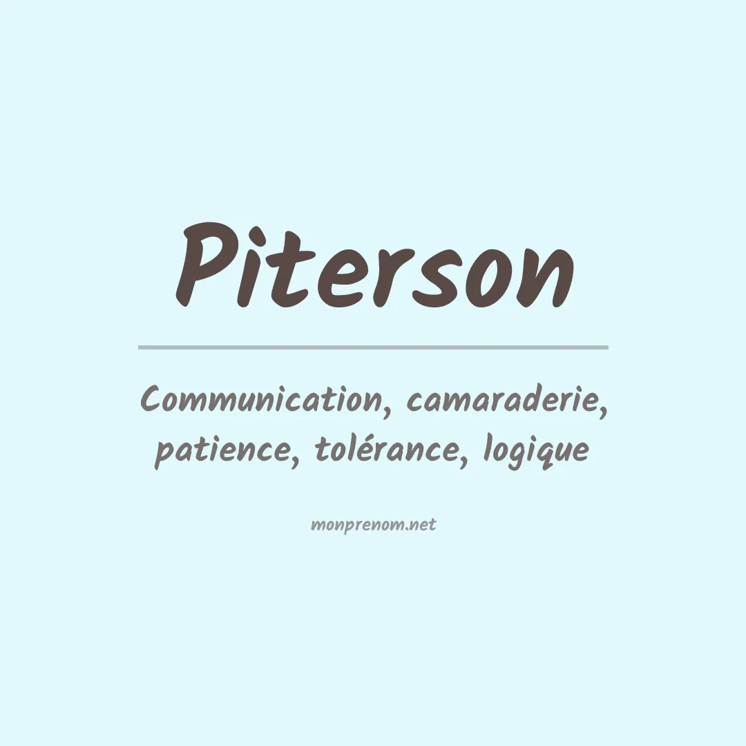 Signification du prénom Piterson