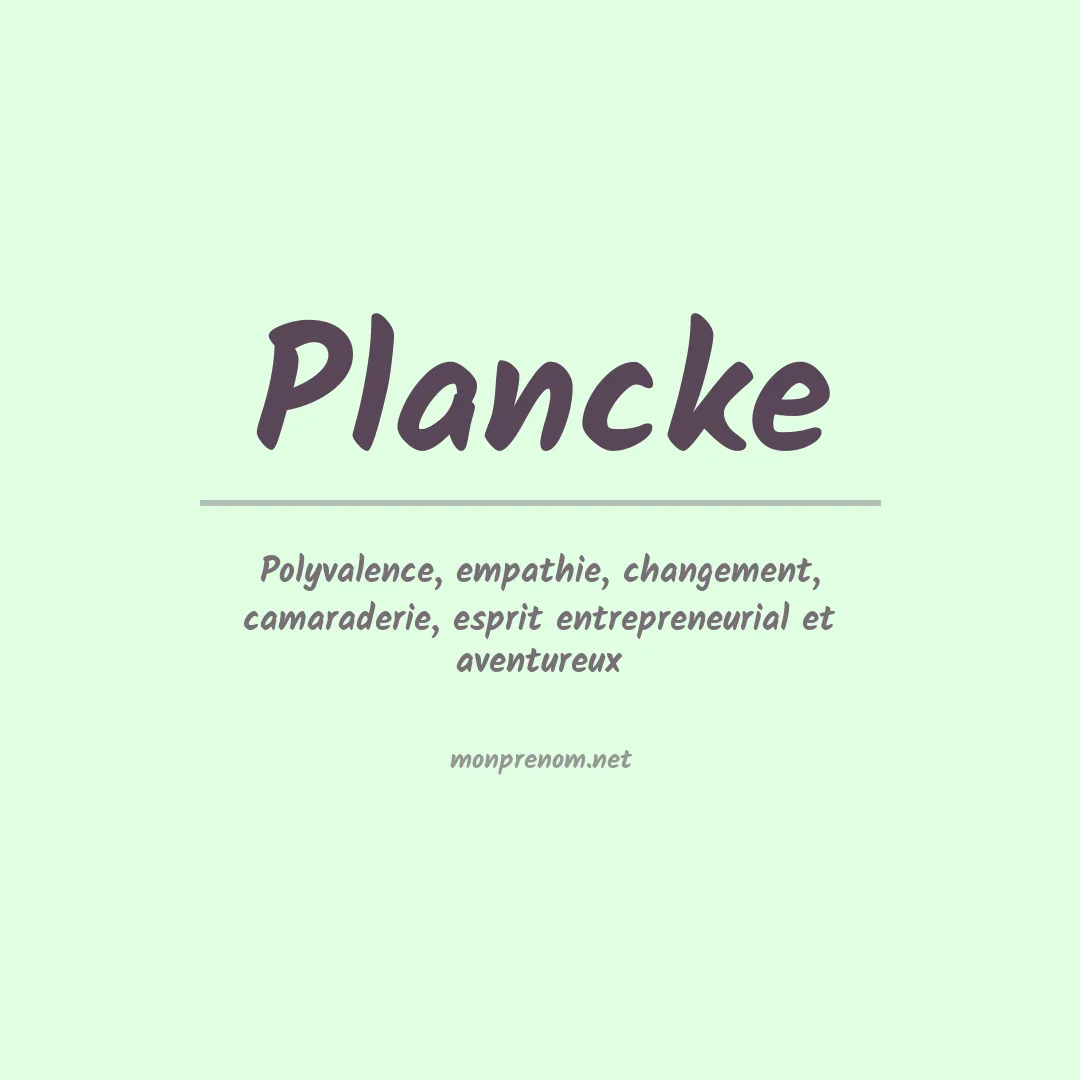 Signification du prénom Plancke