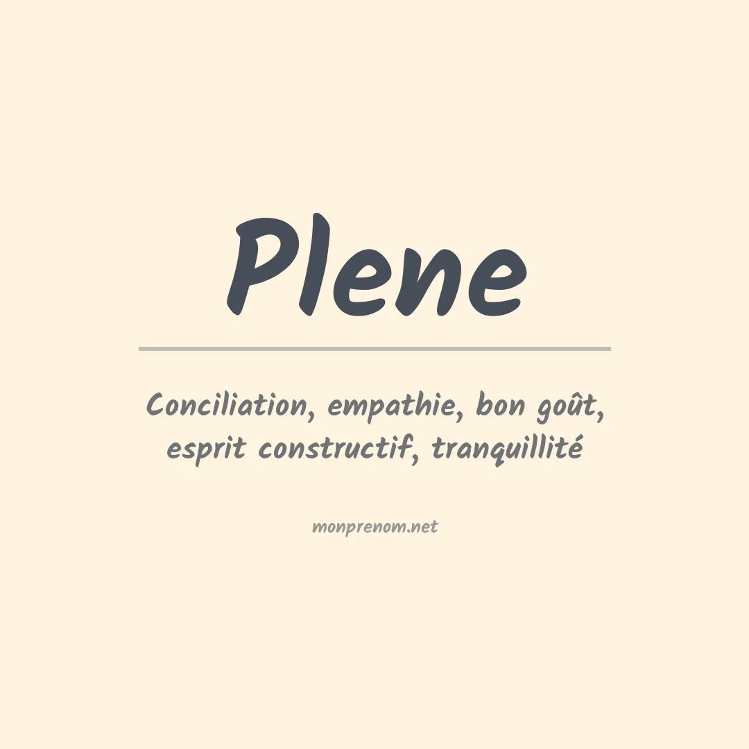 Signification du prénom Plene