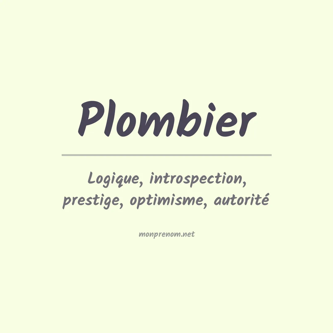 Signification du prénom Plombier