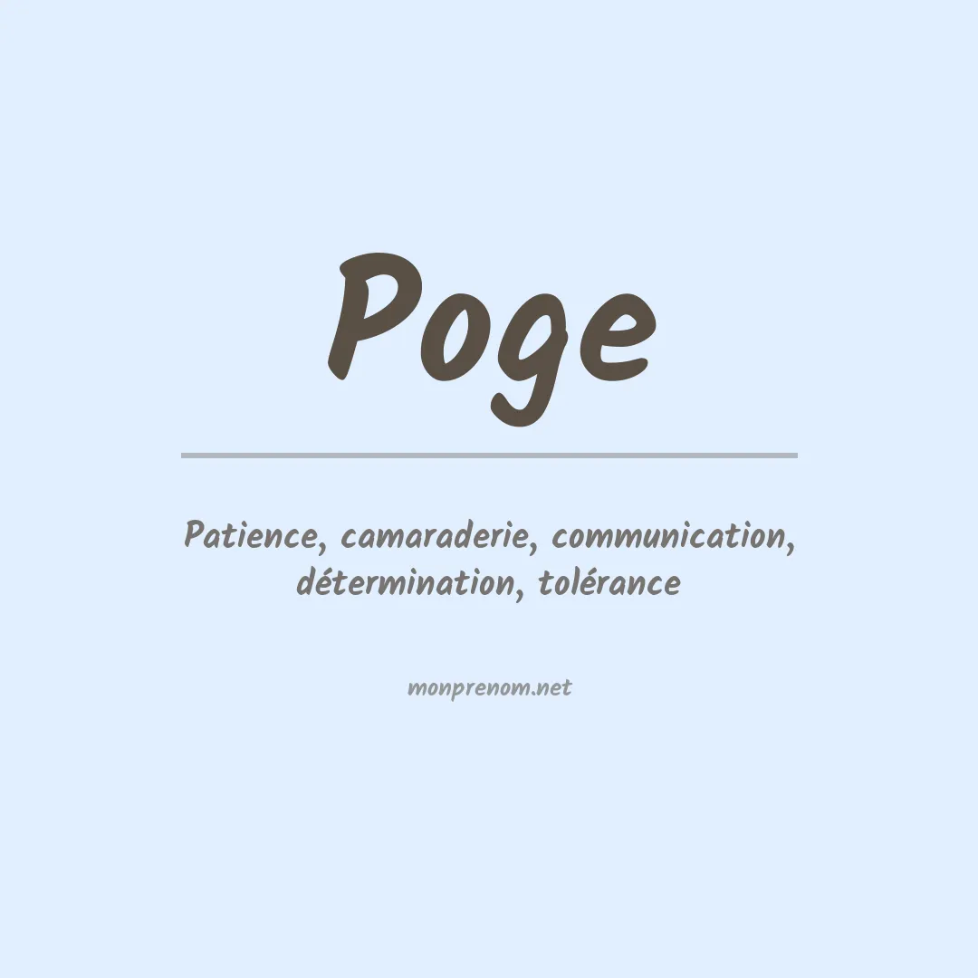Signification du prénom Poge