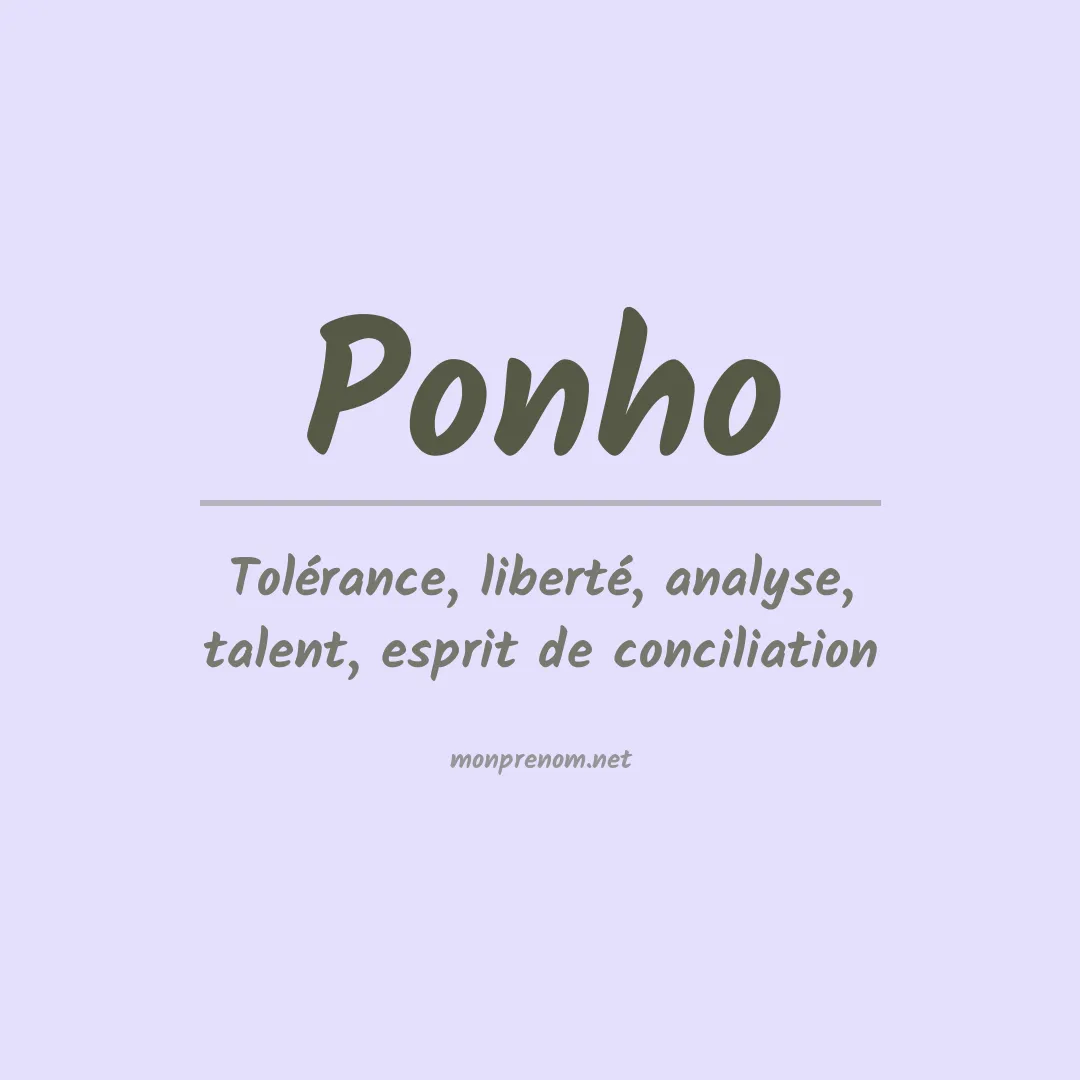 Signification du prénom Ponho