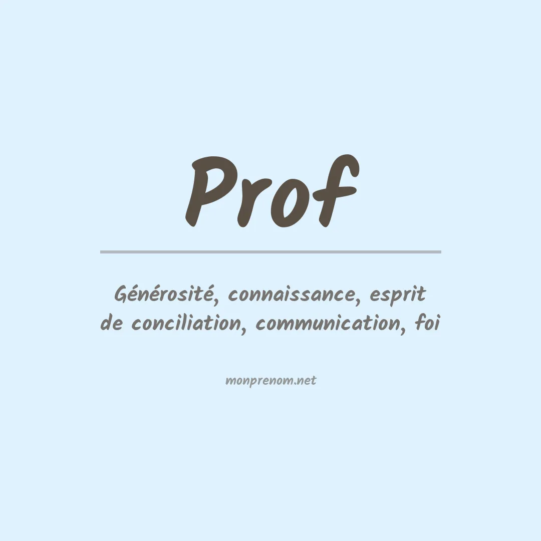Signification du prénom Prof