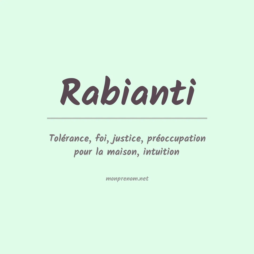 Signification du prénom Rabianti