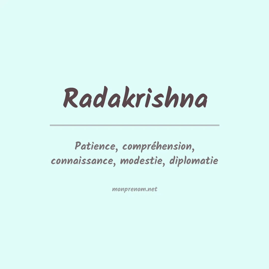 Signification du prénom Radakrishna