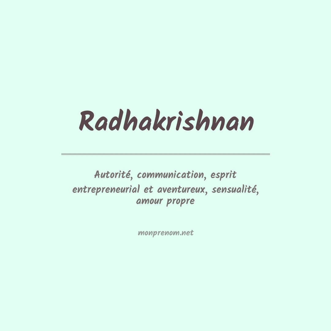 Signification du prénom Radhakrishnan