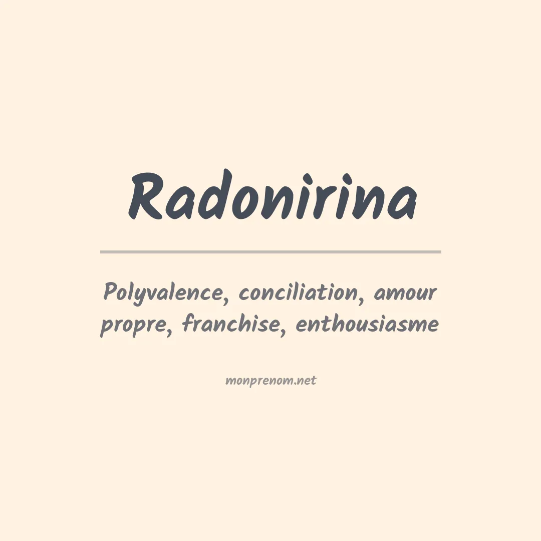 Signification du prénom Radonirina