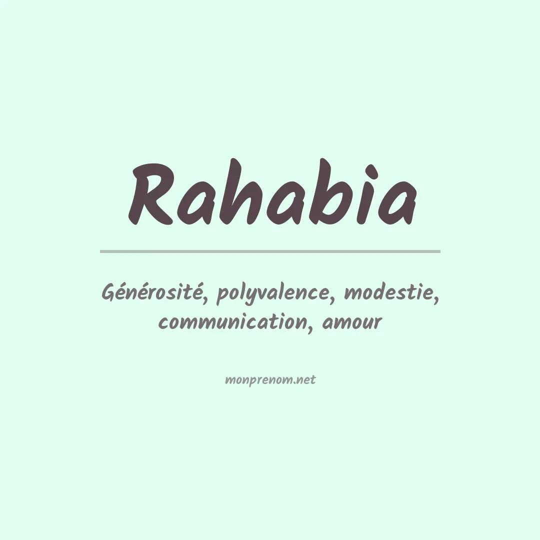 Signification du prénom Rahabia