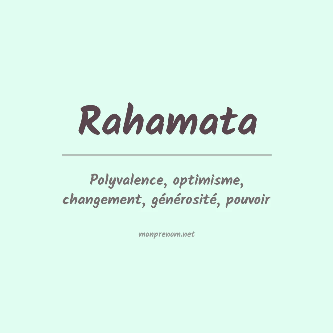 Signification du prénom Rahamata