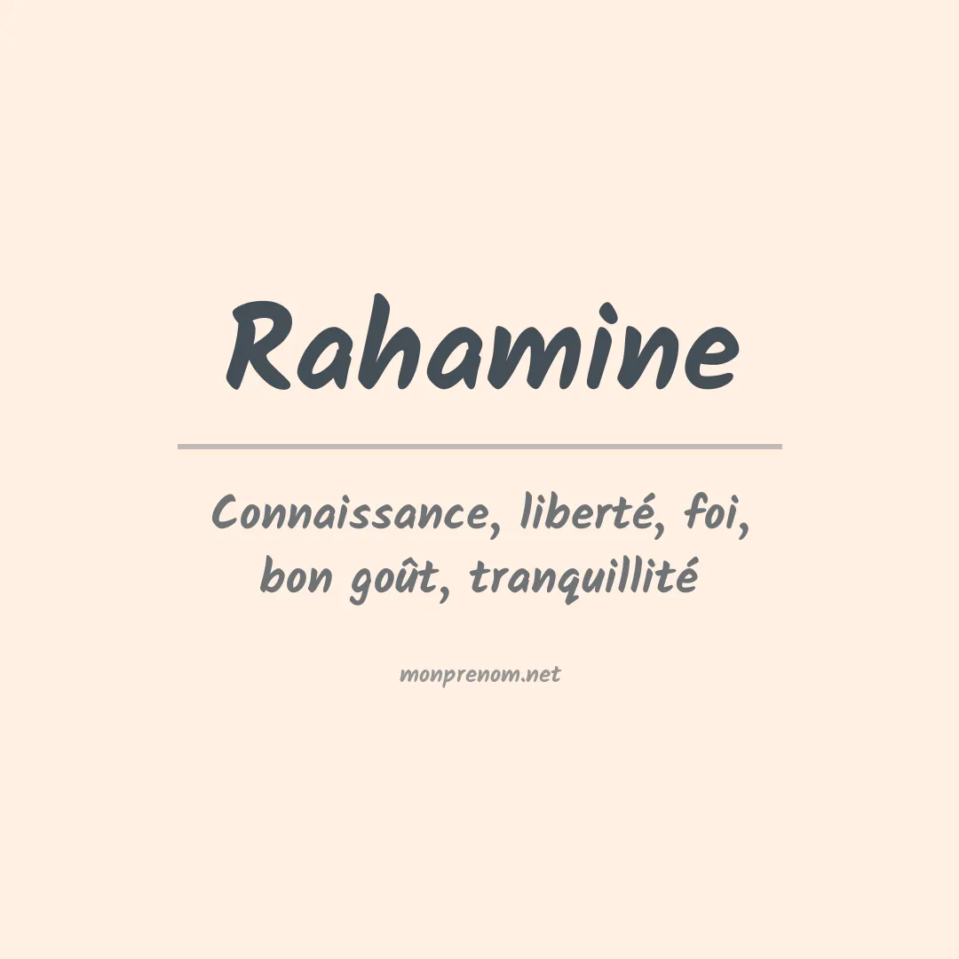 Signification du prénom Rahamine