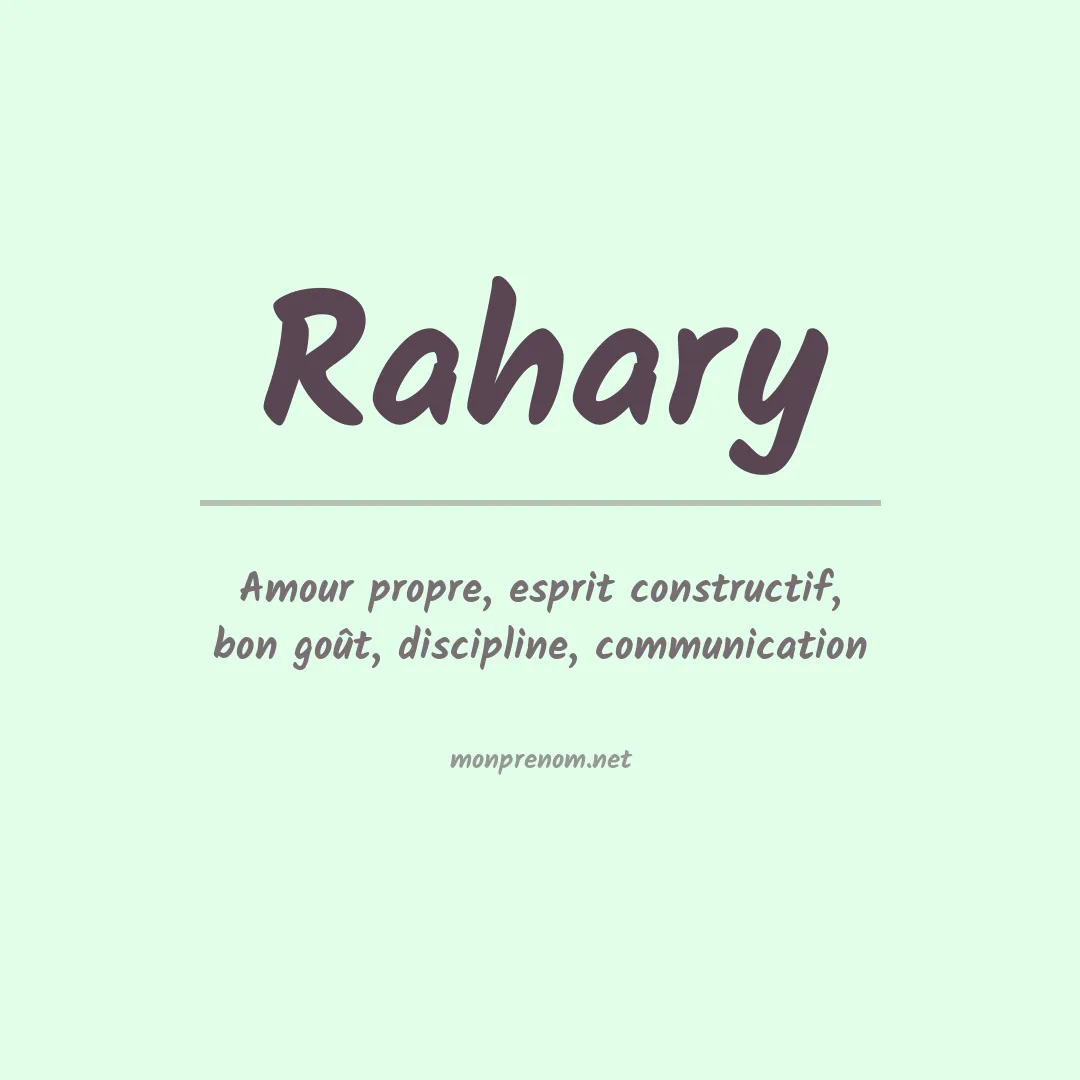 Signification du prénom Rahary