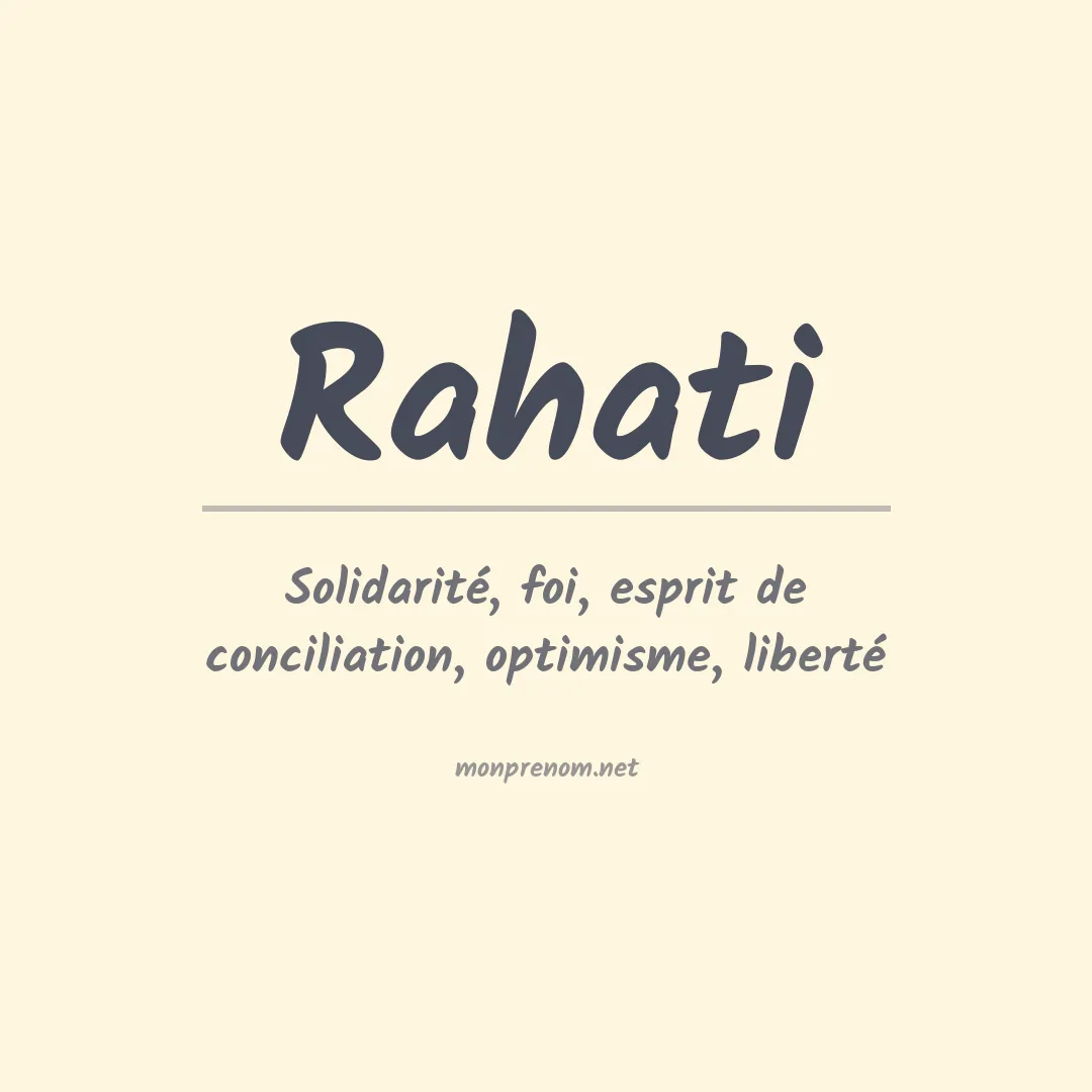 Signification du prénom Rahati