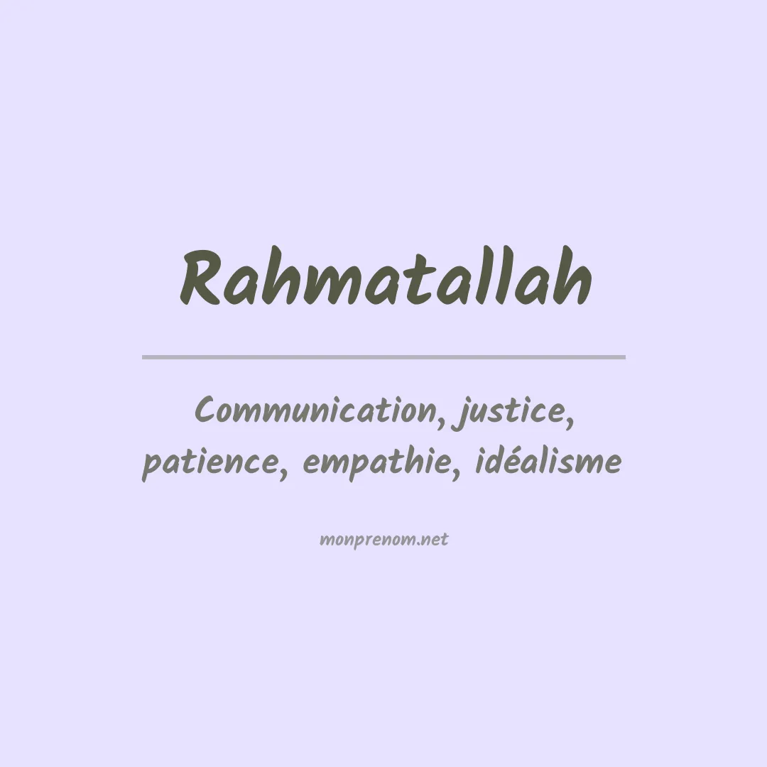 Signification du prénom Rahmatallah