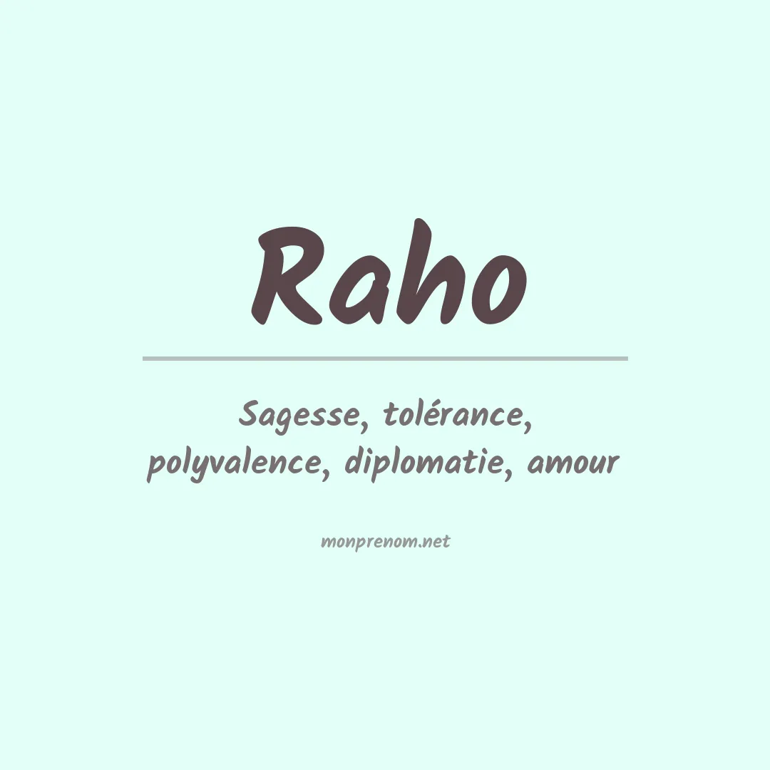 Signification du prénom Raho