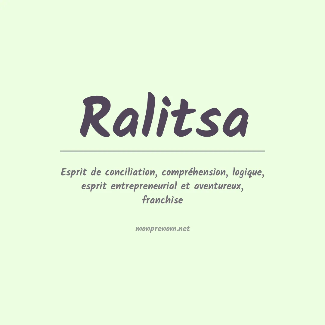 Signification du prénom Ralitsa