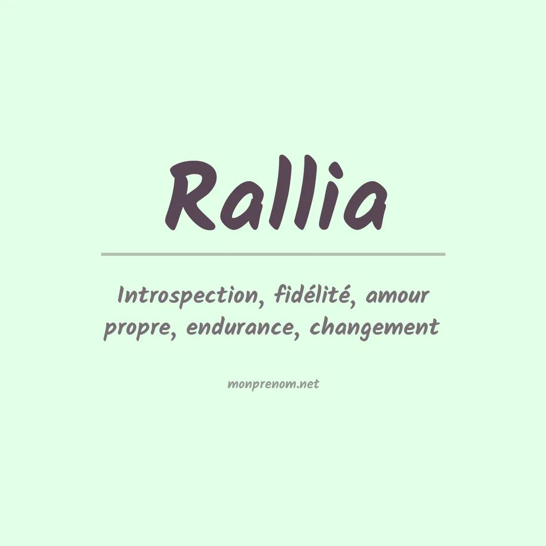 Signification du prénom Rallia