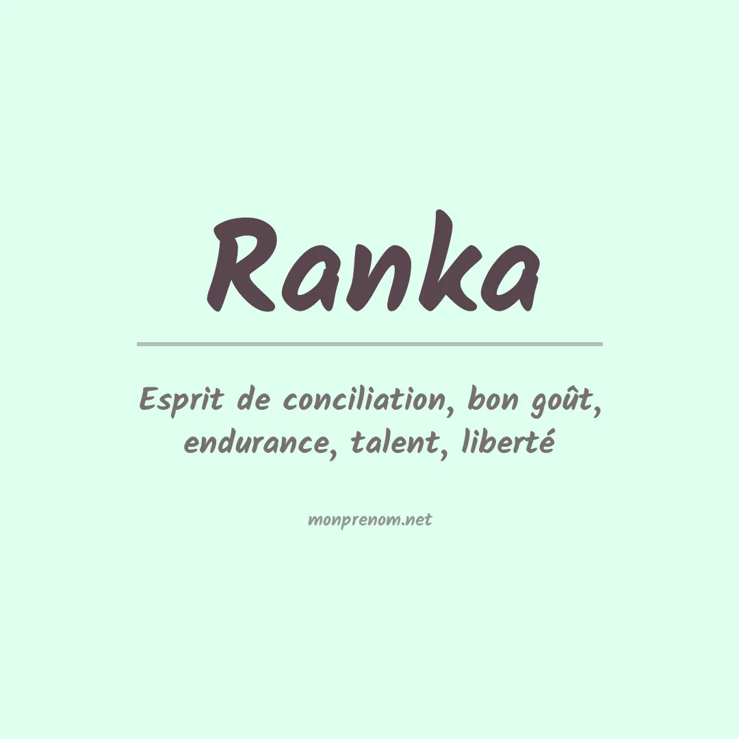Signification du prénom Ranka