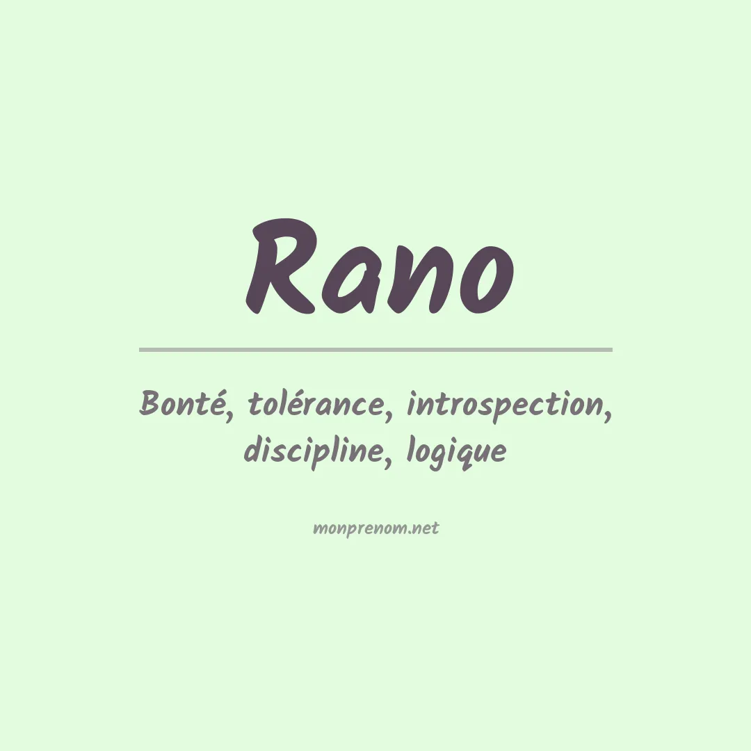 Signification du prénom Rano