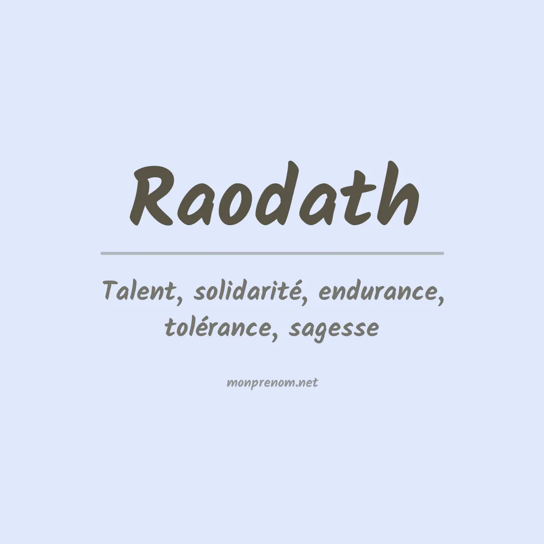 Signification du prénom Raodath