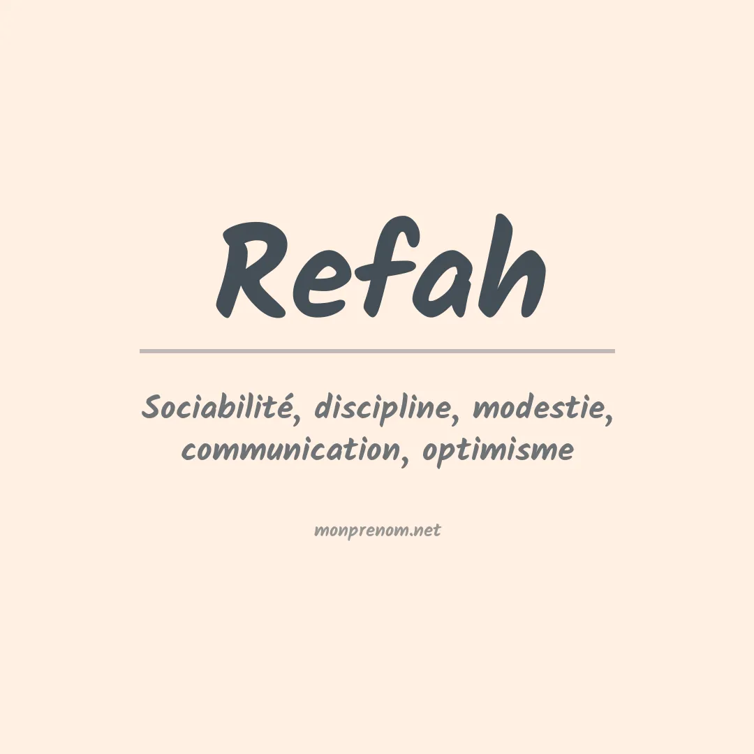 Signification du prénom Refah