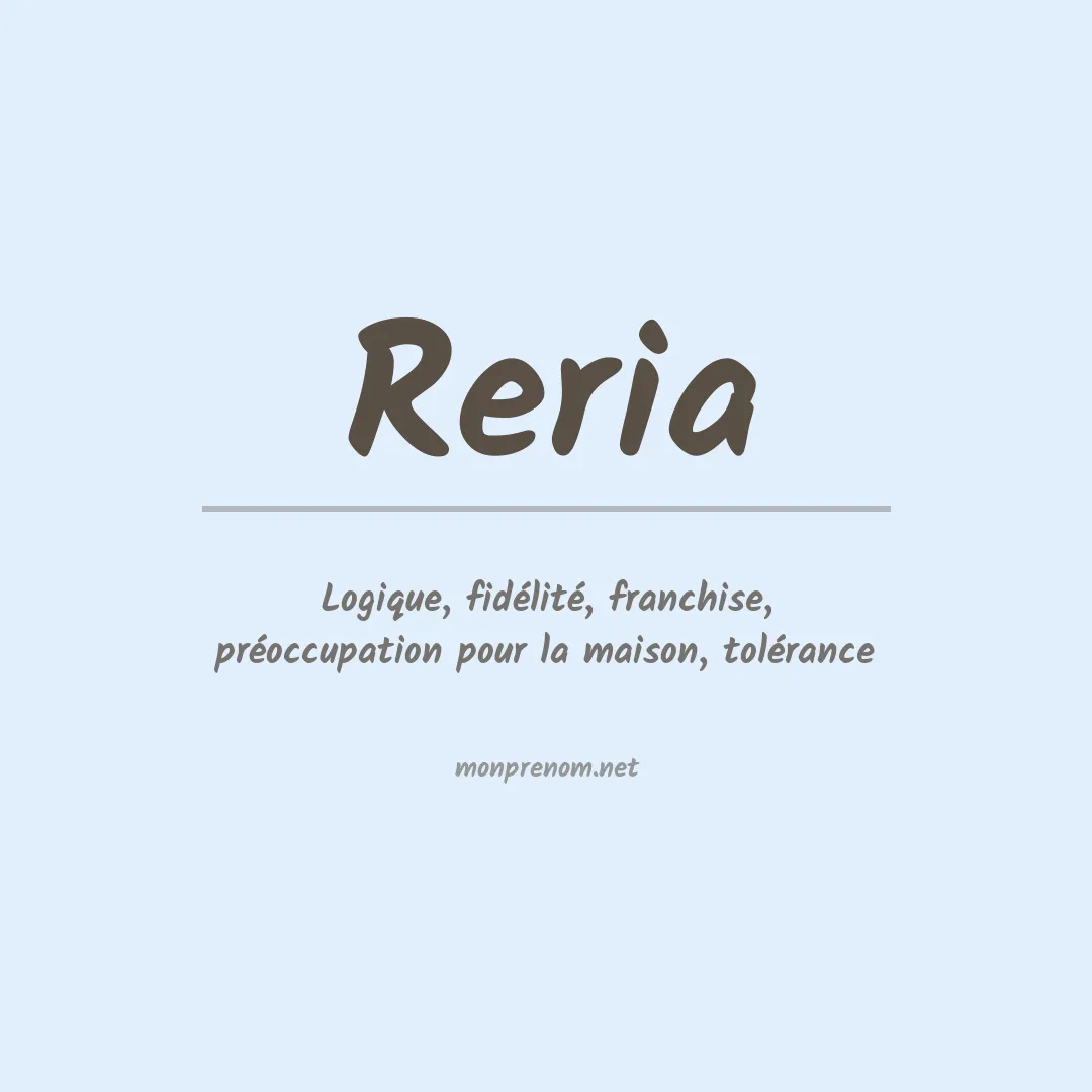 Signification du prénom Reria