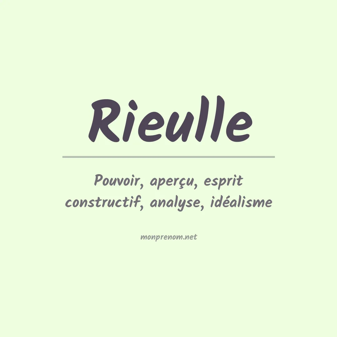 Signification du prénom Rieulle