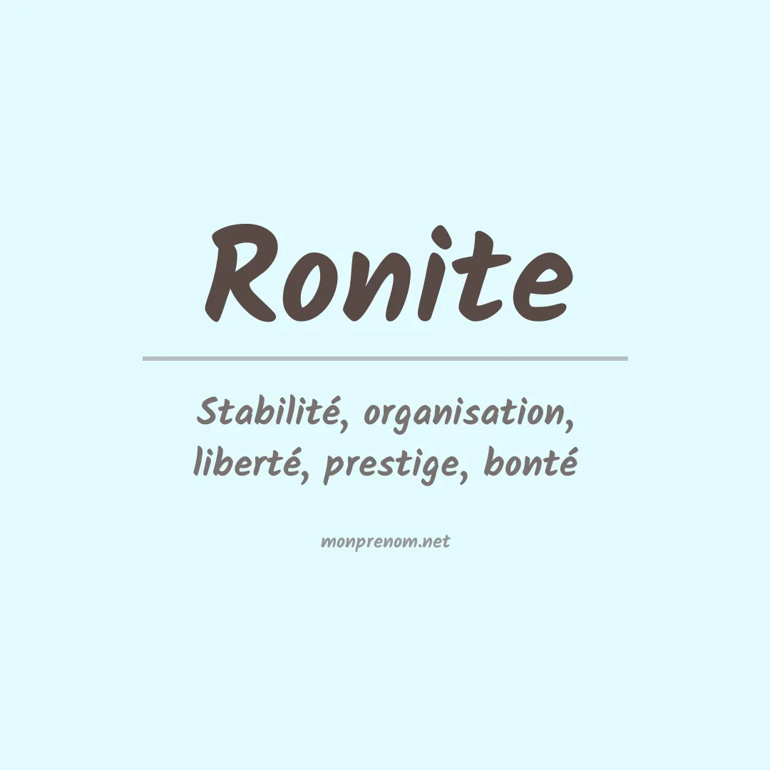 Signification du prénom Ronite
