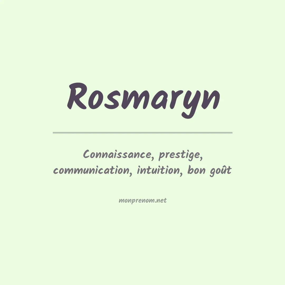 Signification du prénom Rosmaryn