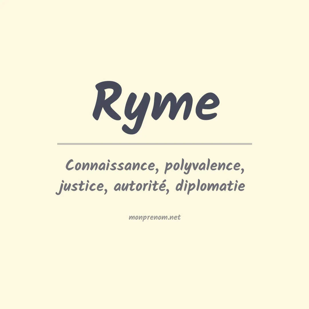 Signification du prénom Ryme