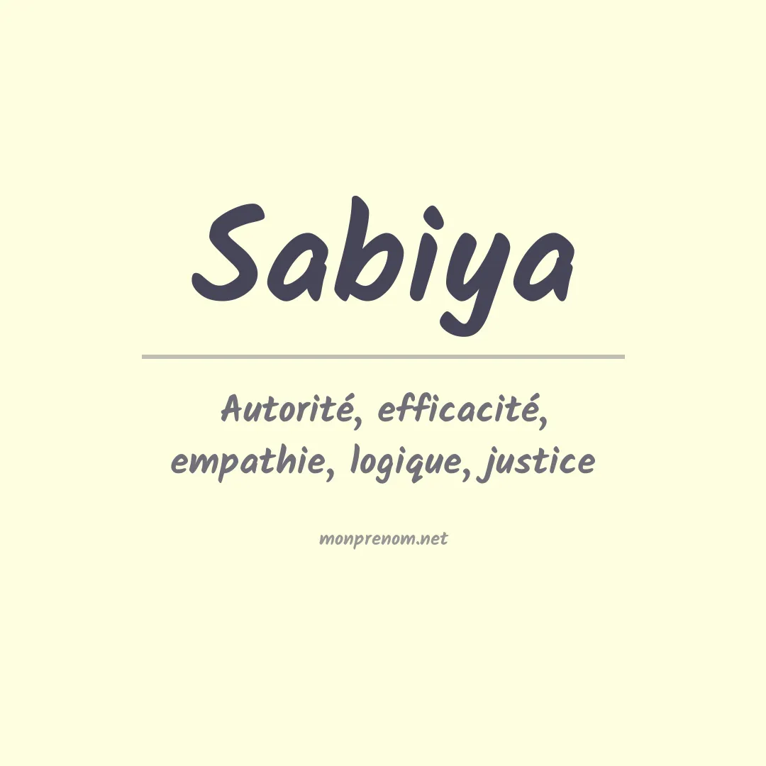 Signification du prénom Sabiya