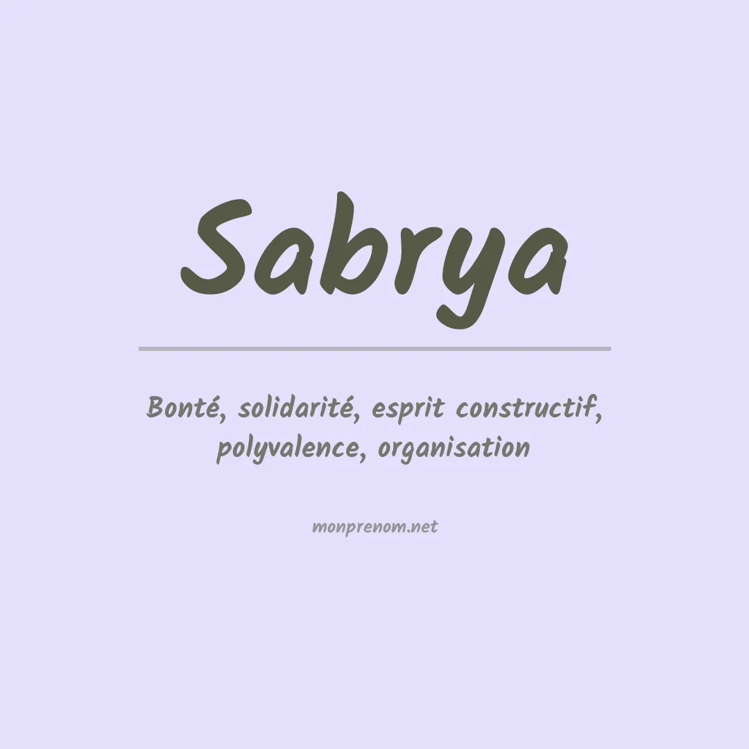 Signification du prénom Sabrya