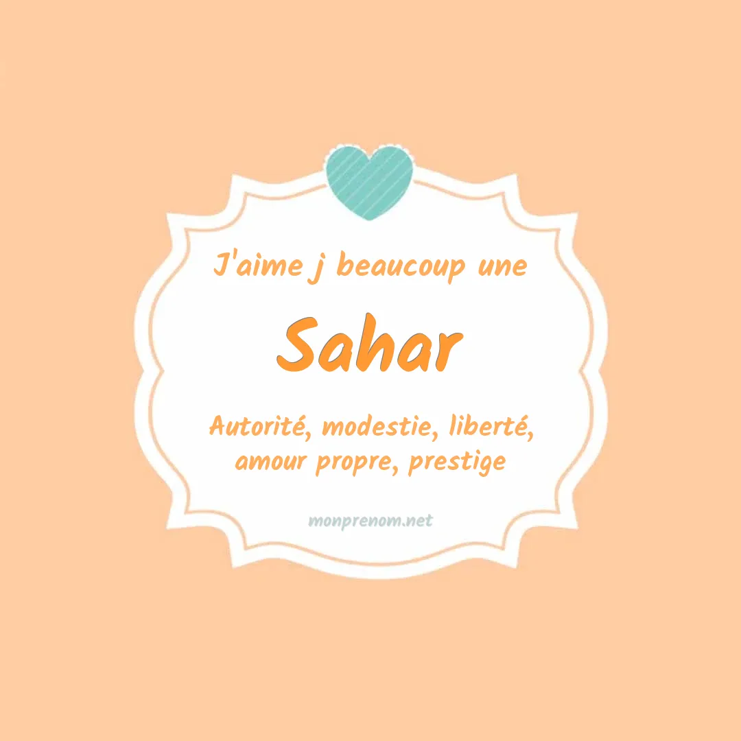J'aime beaucoup Sahar