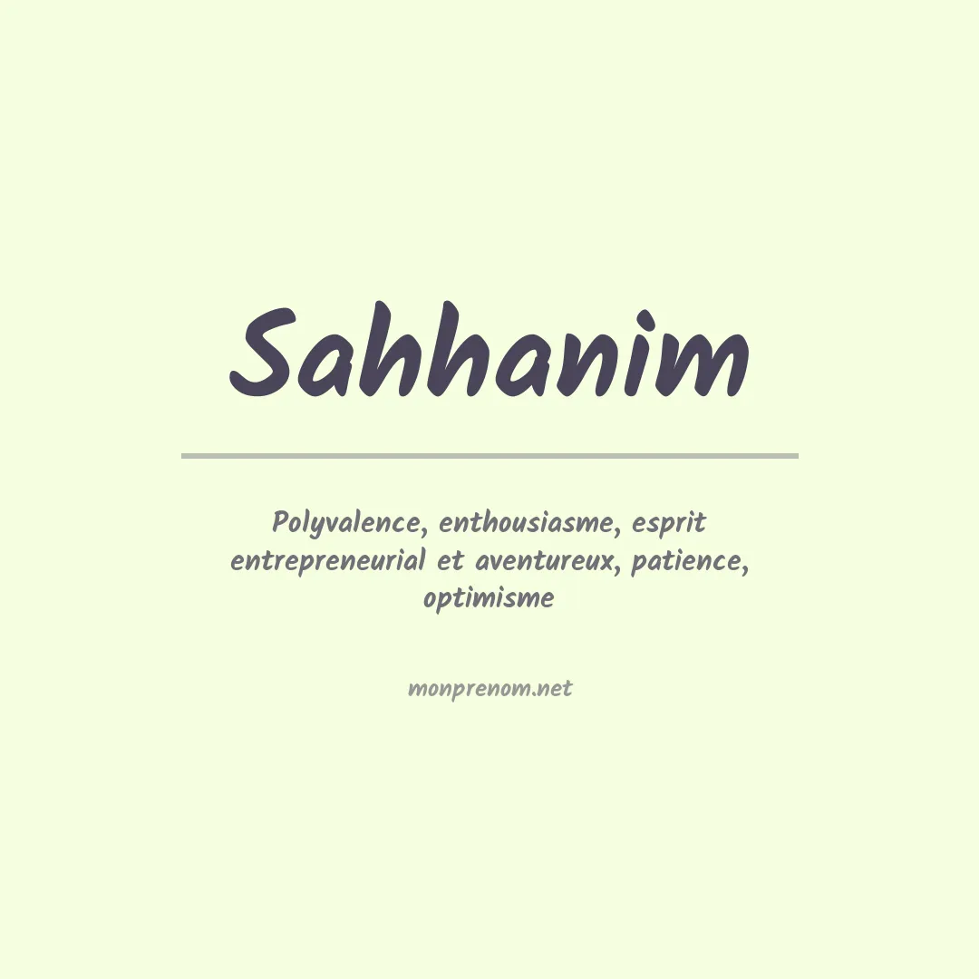 Signification du prénom Sahhanim