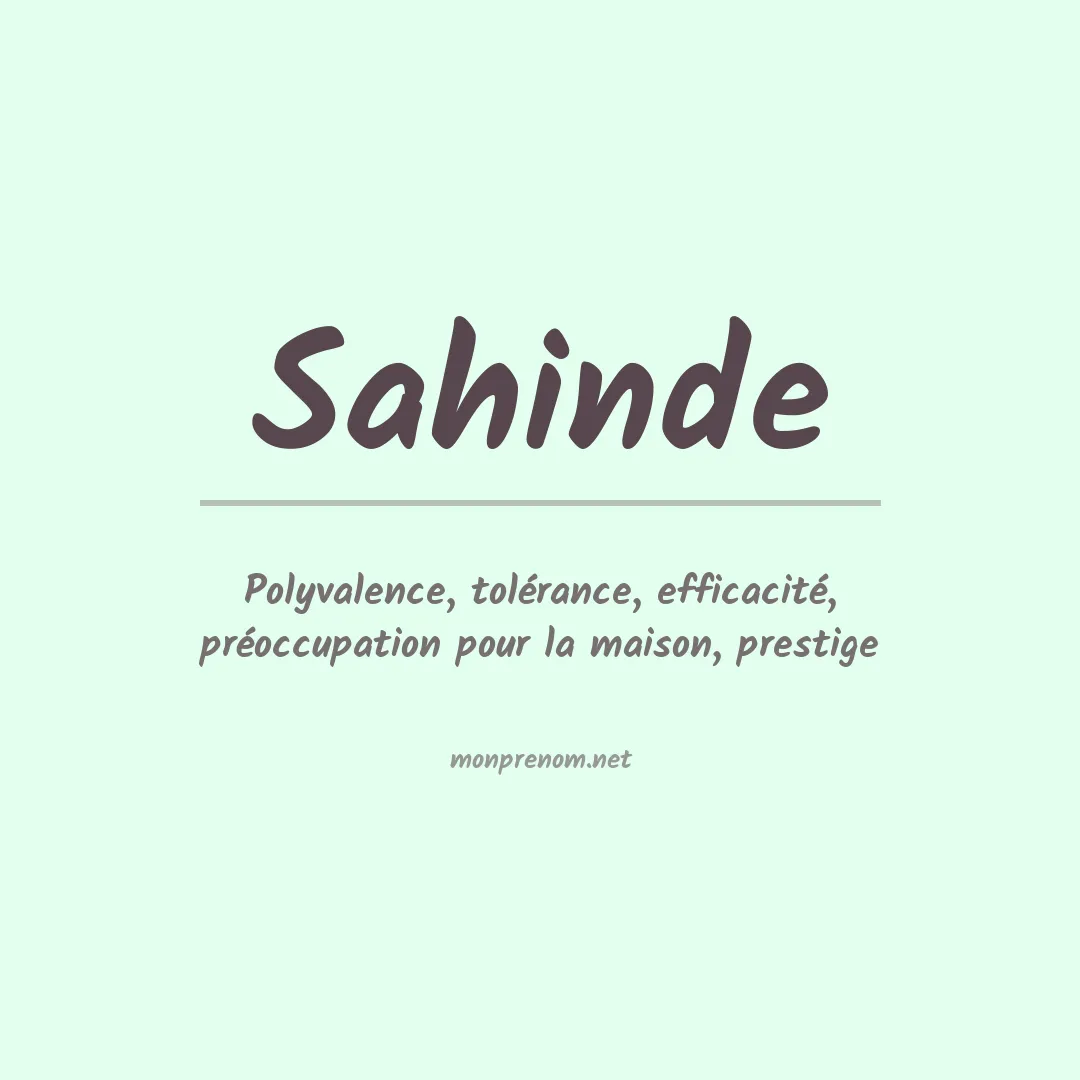 Signification du prénom Sahinde