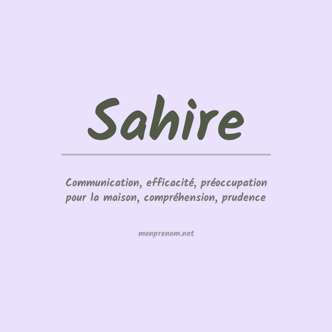 Signification du prénom Sahire