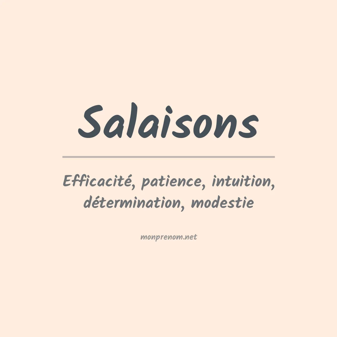 Signification du prénom Salaisons