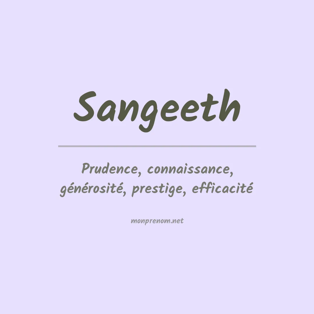 Signification du prénom Sangeeth
