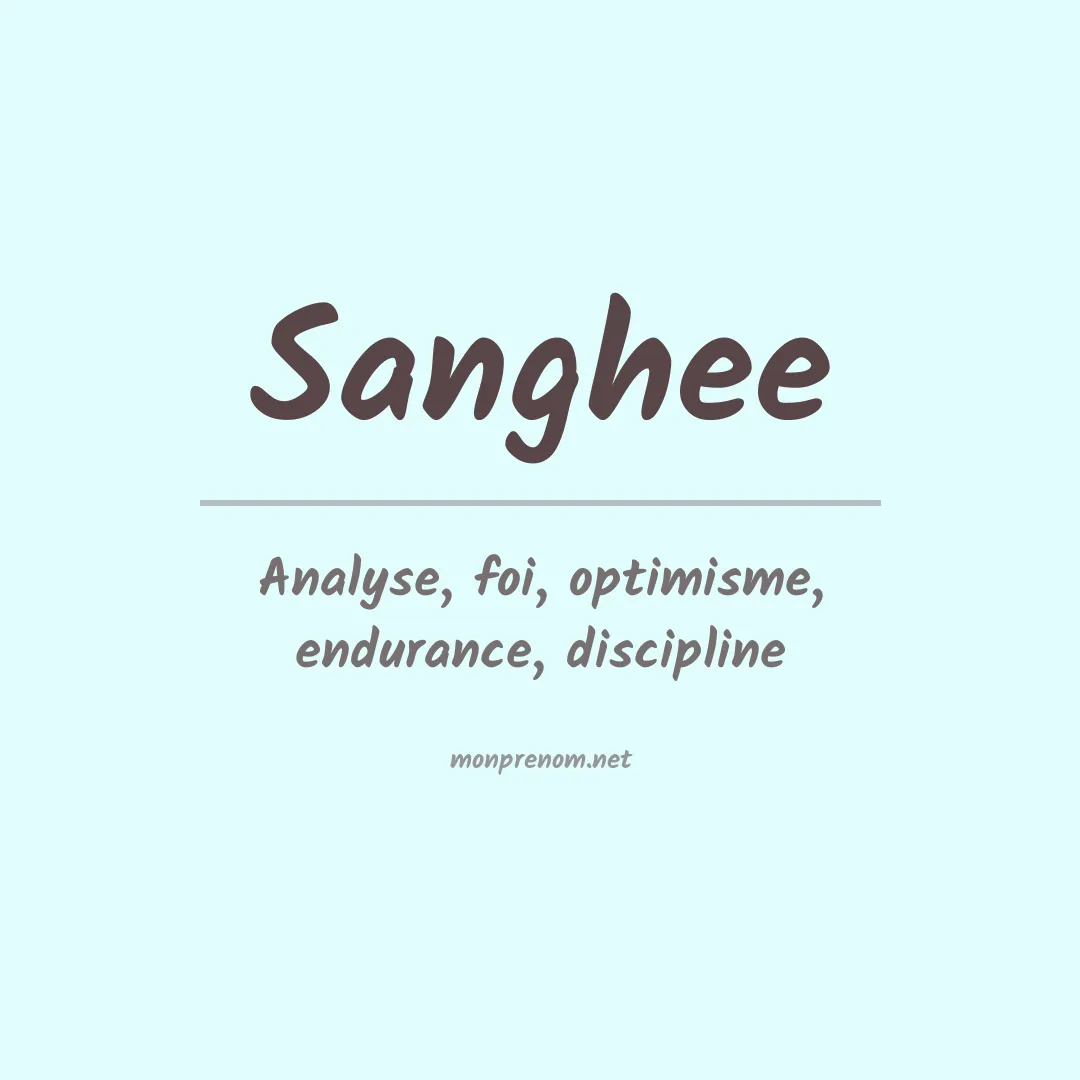 Signification du prénom Sanghee