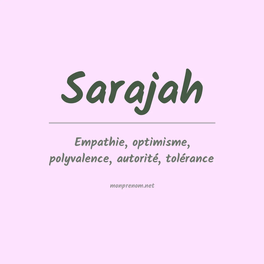 Signification du prénom Sarajah
