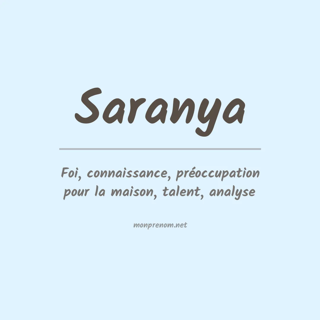 Signification du prénom Saranya